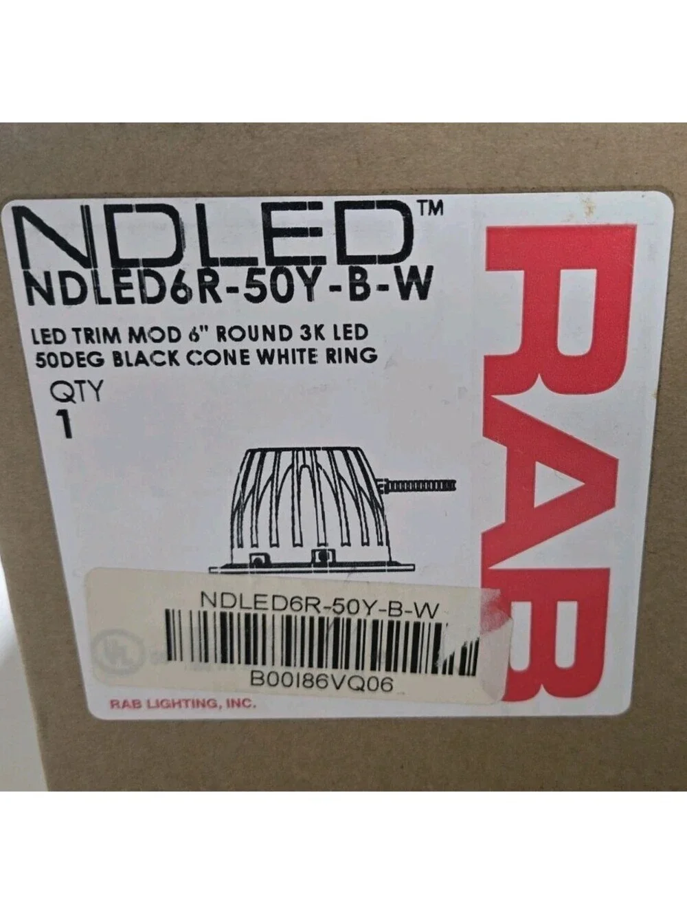 RAB NDLED6R-50Y-B-W LED Round Trim Module 6